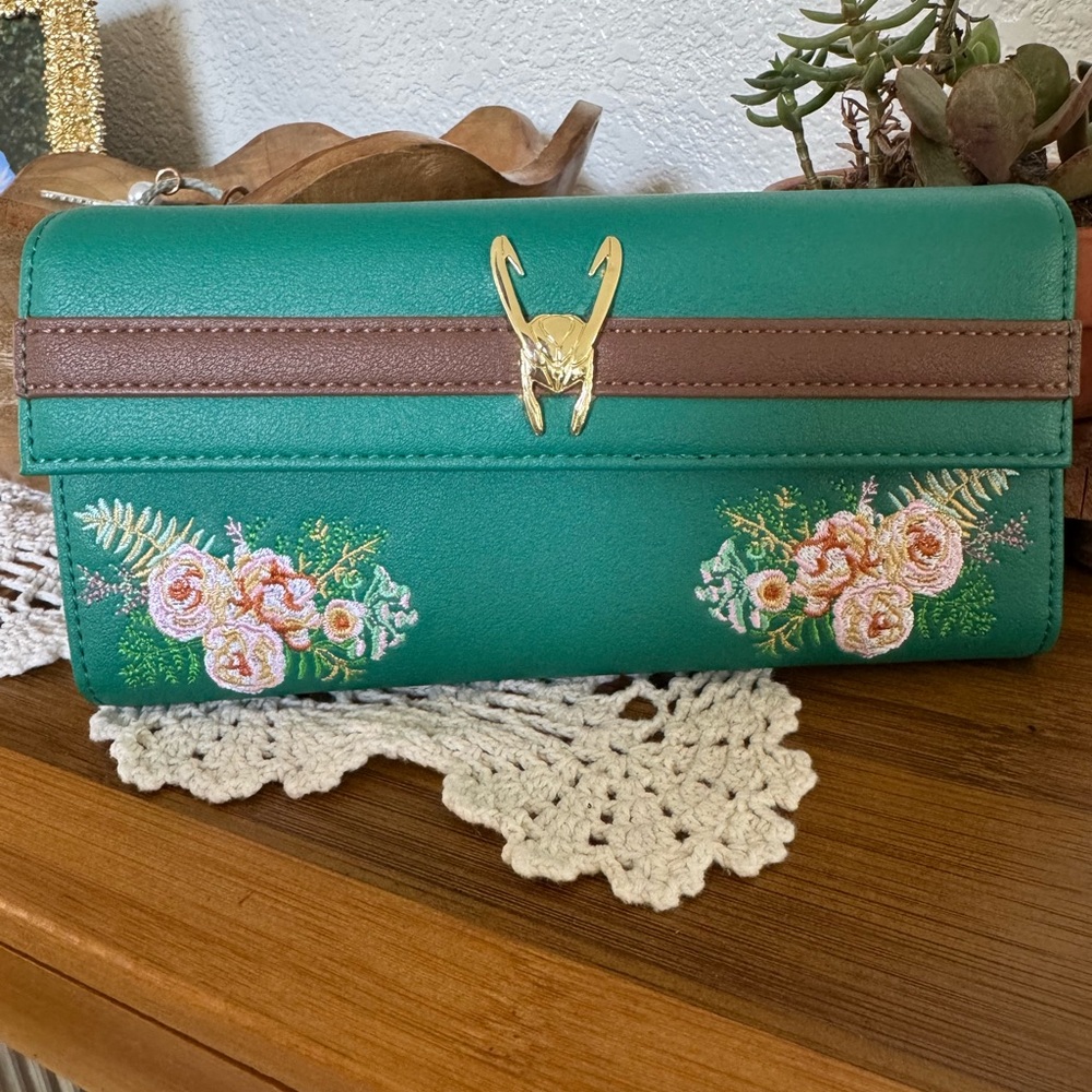 Loungefly Marvel Loki Floral Embroidered Wallet